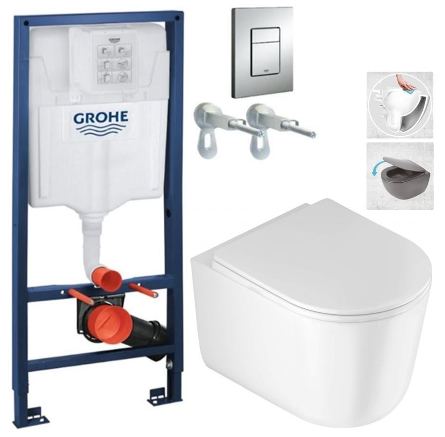 Rapid SL pro závěsné WC 38528SET s chromovou deskou + WC DEANTE Jasmin se sedátkem RIMLESS /VÍROVÉ SPLACH/ 38772001 JA1