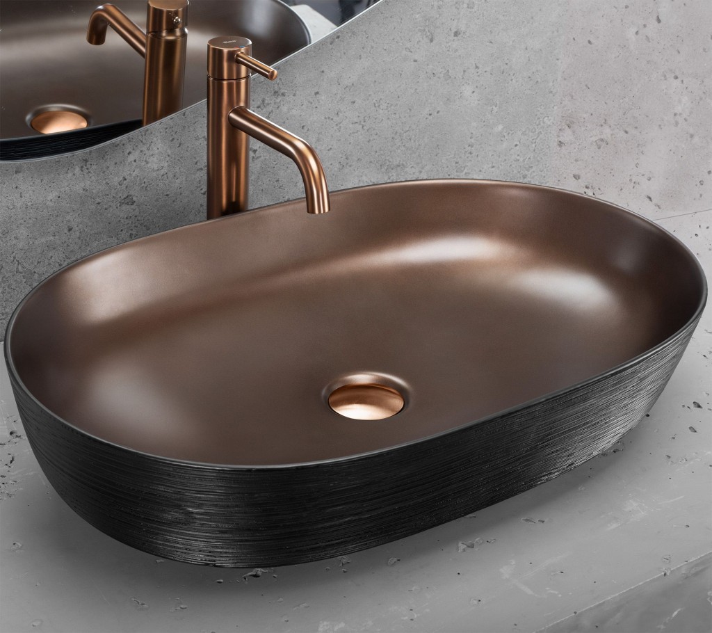 REA Keramické umyvadlo na desku CLEO 61 Copper Bush / Black REA-U6383