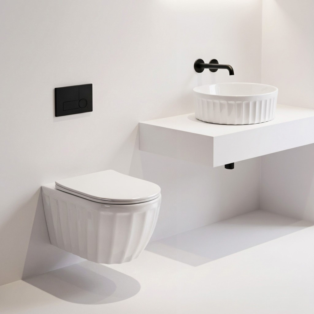 REA/S Sada: Závěsná WC mísa + Umyvadlo na desku Duo White KPL-K3005