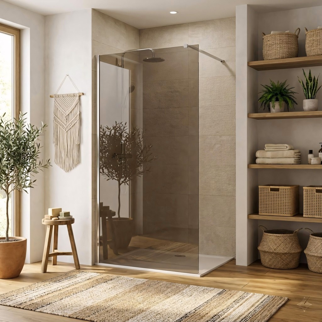 REA/S Sprchová zástěna Flexi Brown / Chrome 90 KPL-K99073