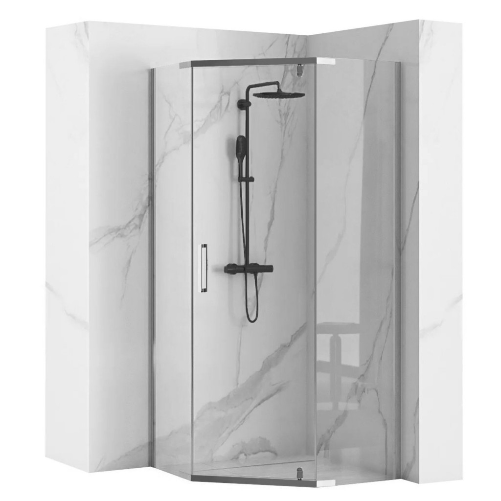REA/S Sprchový kout AXIN 90x90 chrom + sprchová vanička Diamond, bílá KPL-K8779