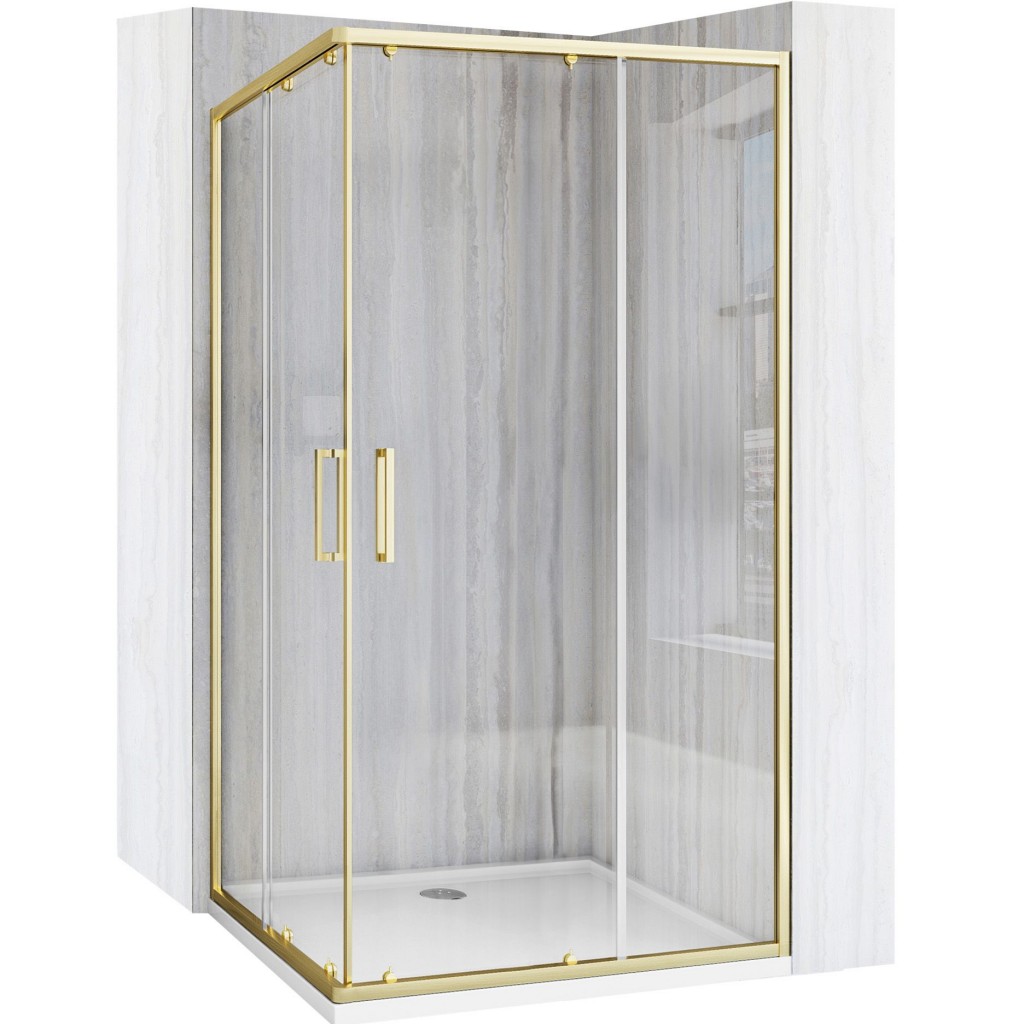 REA/S Sprchový kout City 80x100 Brush Gold Se sprchovou vaničkou Savoy black KPL-K74502