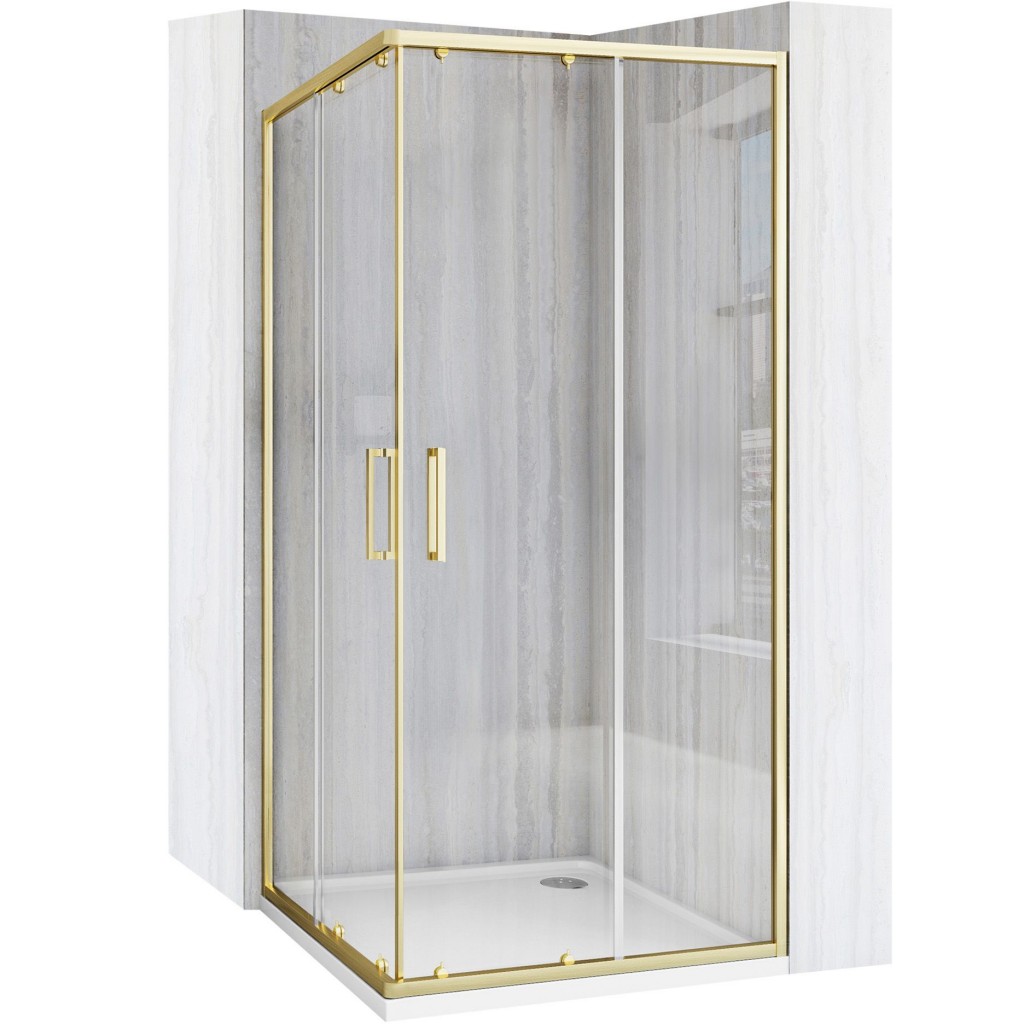 REA/S Sprchový kout City 80x80 Gold Brush Se sprchovou bílou vaničkou Savoy KPL-K6444