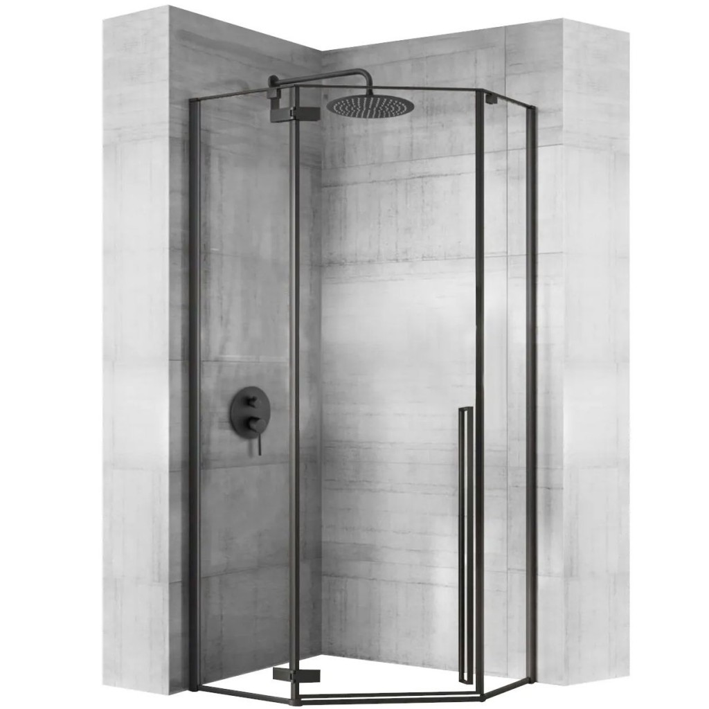 REA/S Sprchový kout DIAMOND 90x90,matná černá s černou sprchovou vaničkou  Diamond KPL-15622