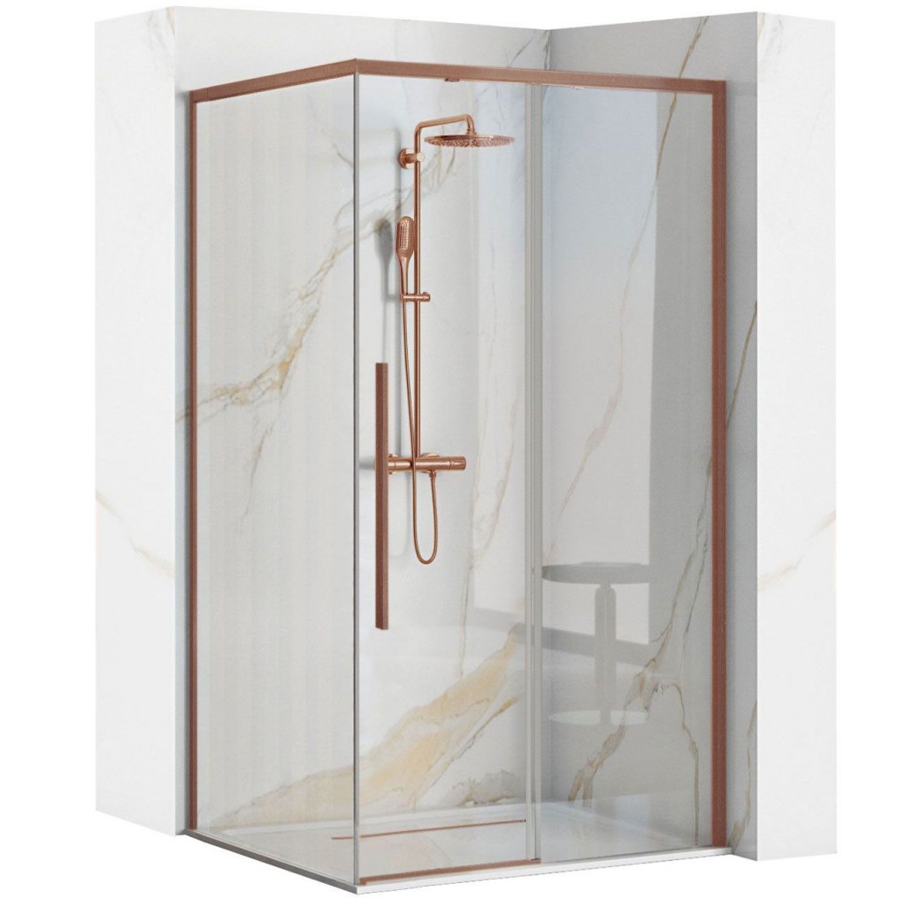 REA/S Sprchový kout SOLAR Copper Brush 90x90 Se sprchovou vaničkou Savoy black KPL-96015