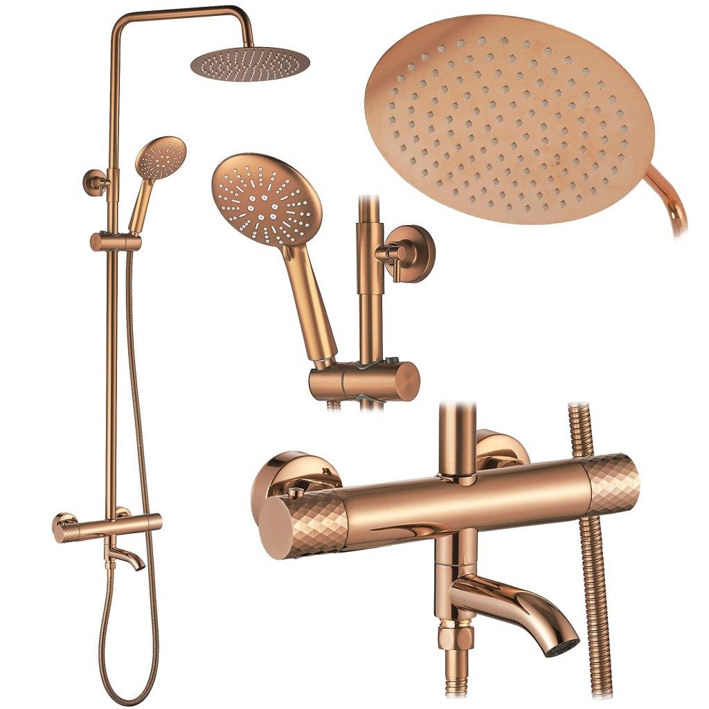 REA Sprchová sada s termostatem LUNGO Diamond Copper REA-P5964