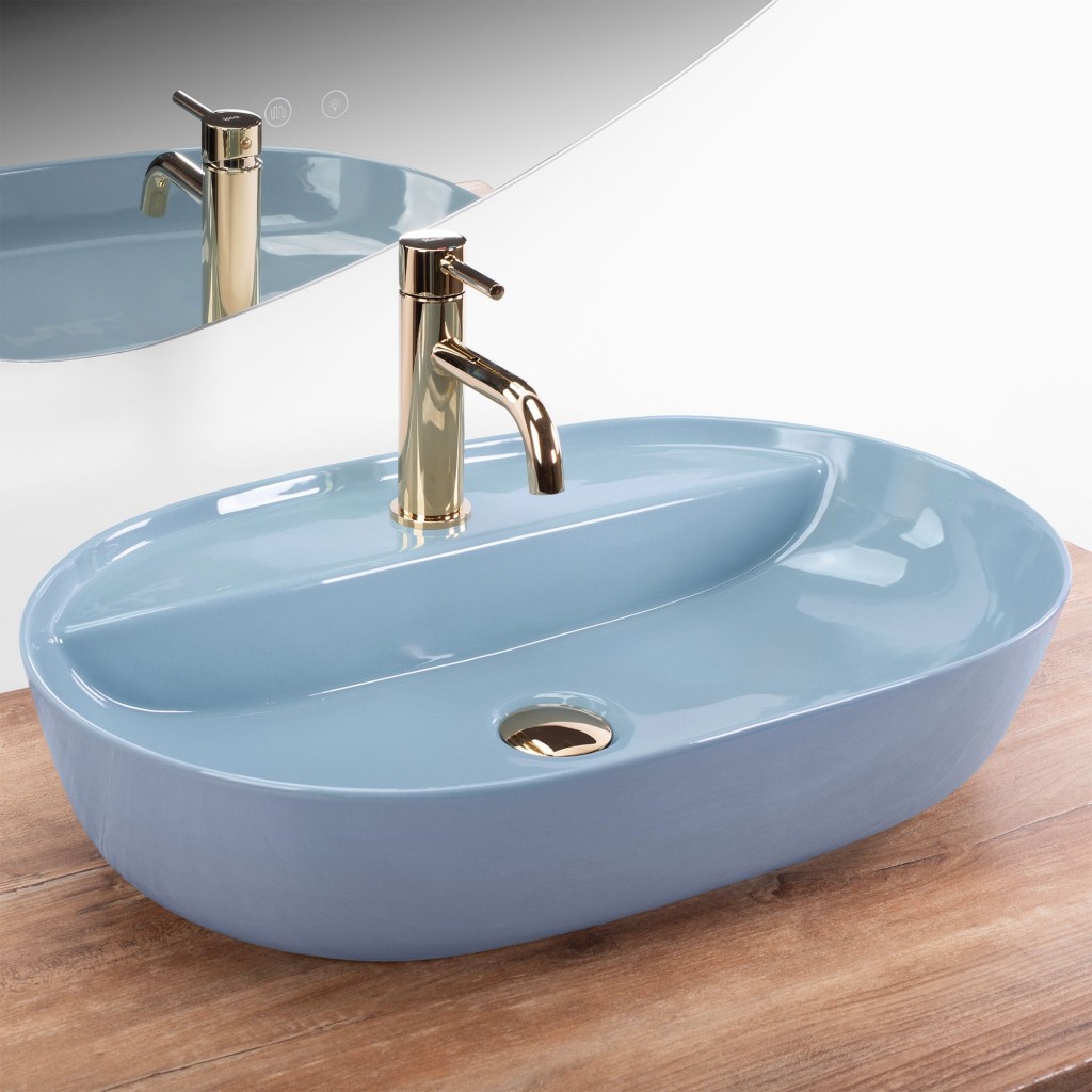 REA Umyvadlo na desku Aura 61 L.Blue Shiny REA-U6618