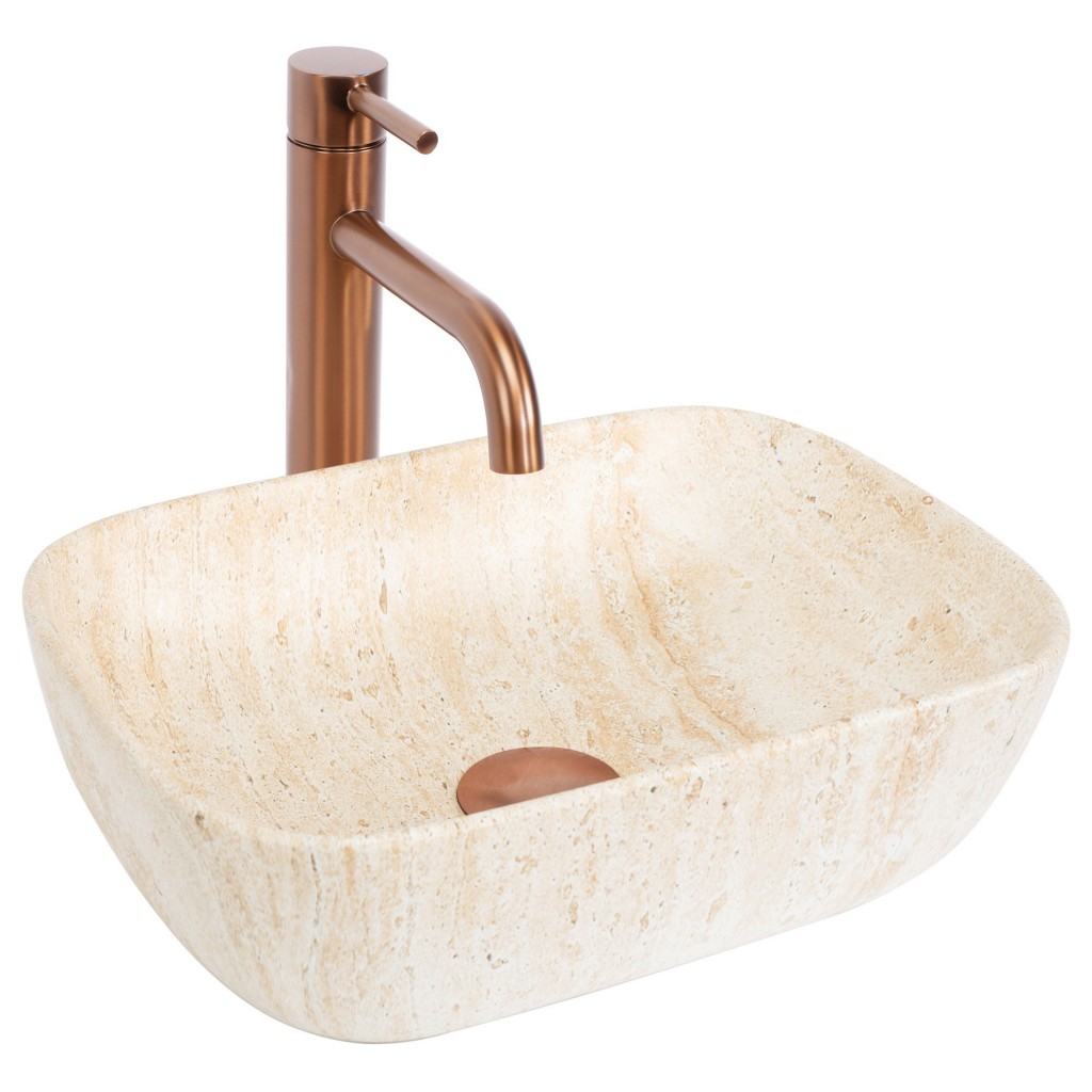 REA Umyvadlo na desku BELINDA MINI TRAVERTINE MATT REA-U4700