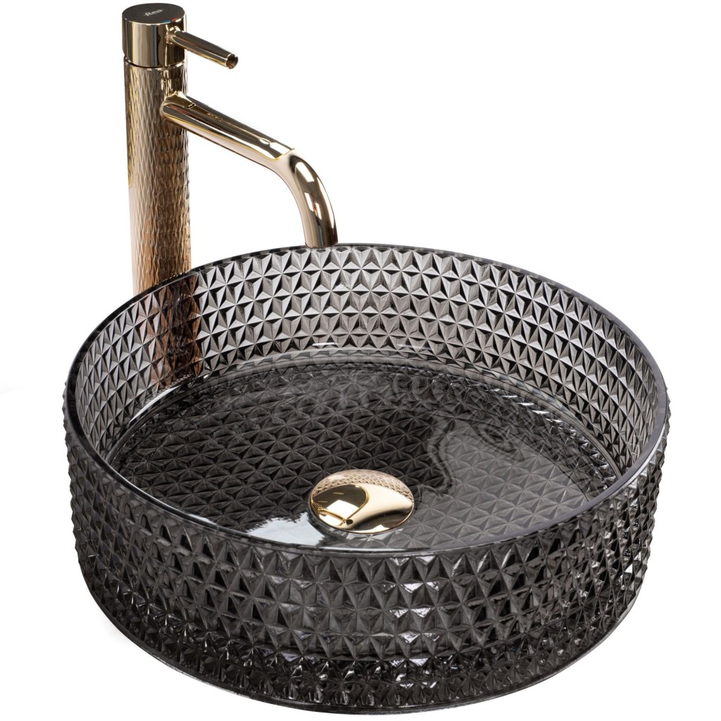 REA Umyvadlo na desku Cristal Black REA-U9671