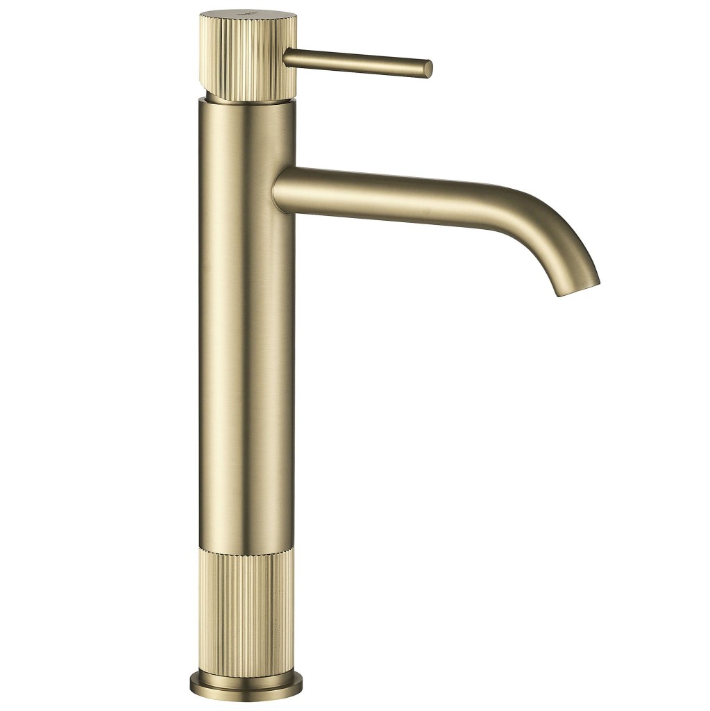 REA Umyvadlová vysoká baterie Lungo Stripe Brush Gold REA-B8051