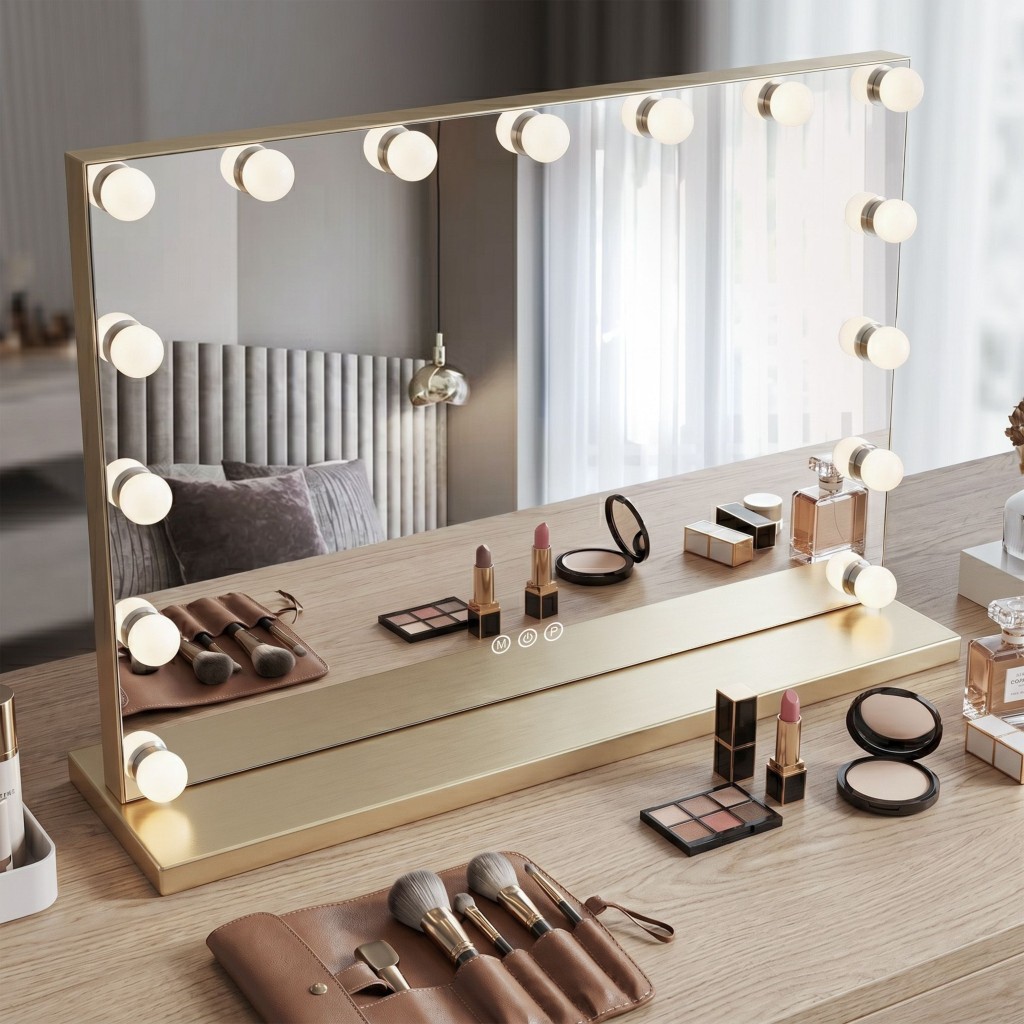 REA Zrcadlo LED HOLLYWOOD L.Gold 80x60 HOM-12015