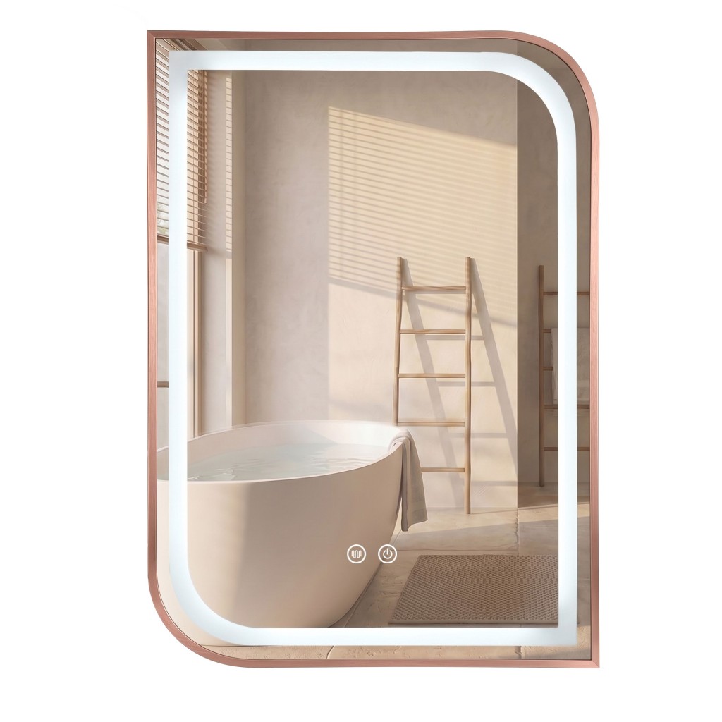 REA Zrcadlo LED ZONE 70x50 BRUSH ROSE GOLD HOM-00304