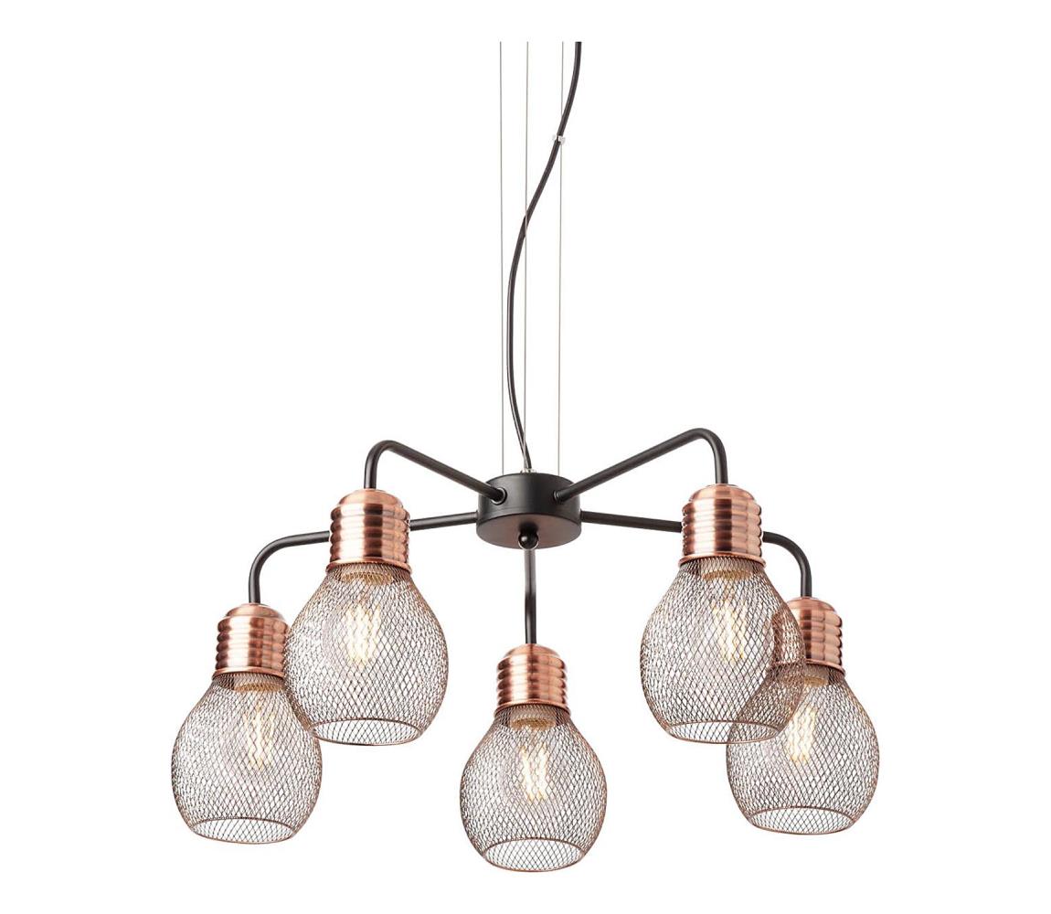Redo 01-1580 - Lustr na lanku EDISON 5xE27/42W/230V pr. 53 cm černá/měděná 01-1580