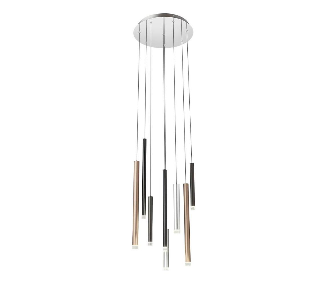 Redo 01-2053 - LED Lustr na lanku MADISON 8xLED/4W/230V lesklý chrom/černá/měď 01-2053