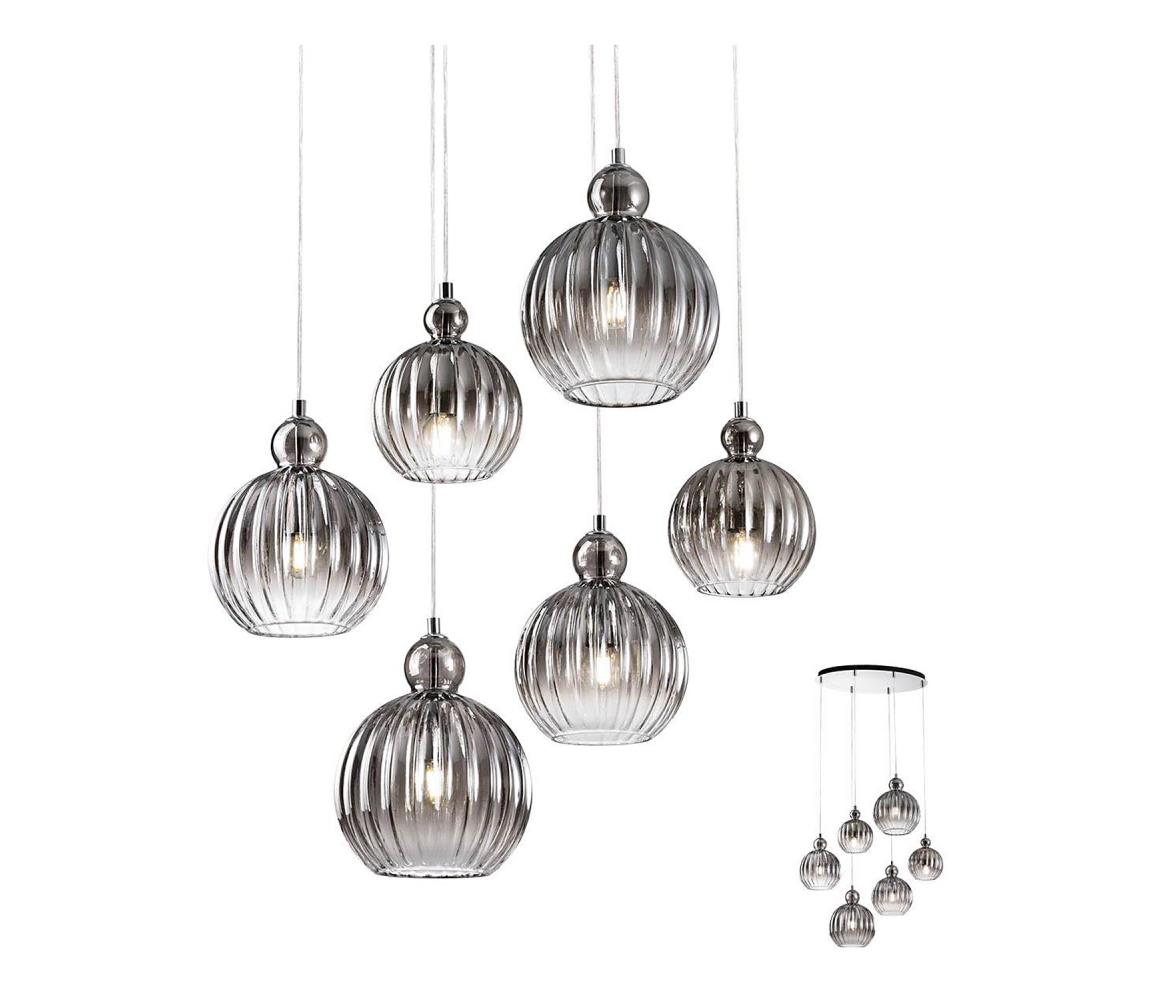 Redo 01-2069 - Lustr na lanku PLUMEN 6xE14/42W/230V šedá 01-2069