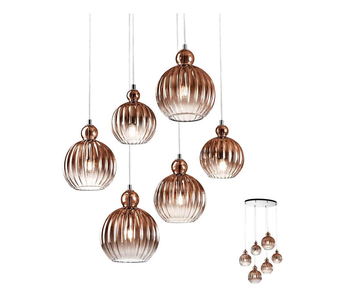Redo 01-2070 - Lustr na lanku PLUMEN 6xE14/42W/230V měď 01-2070
