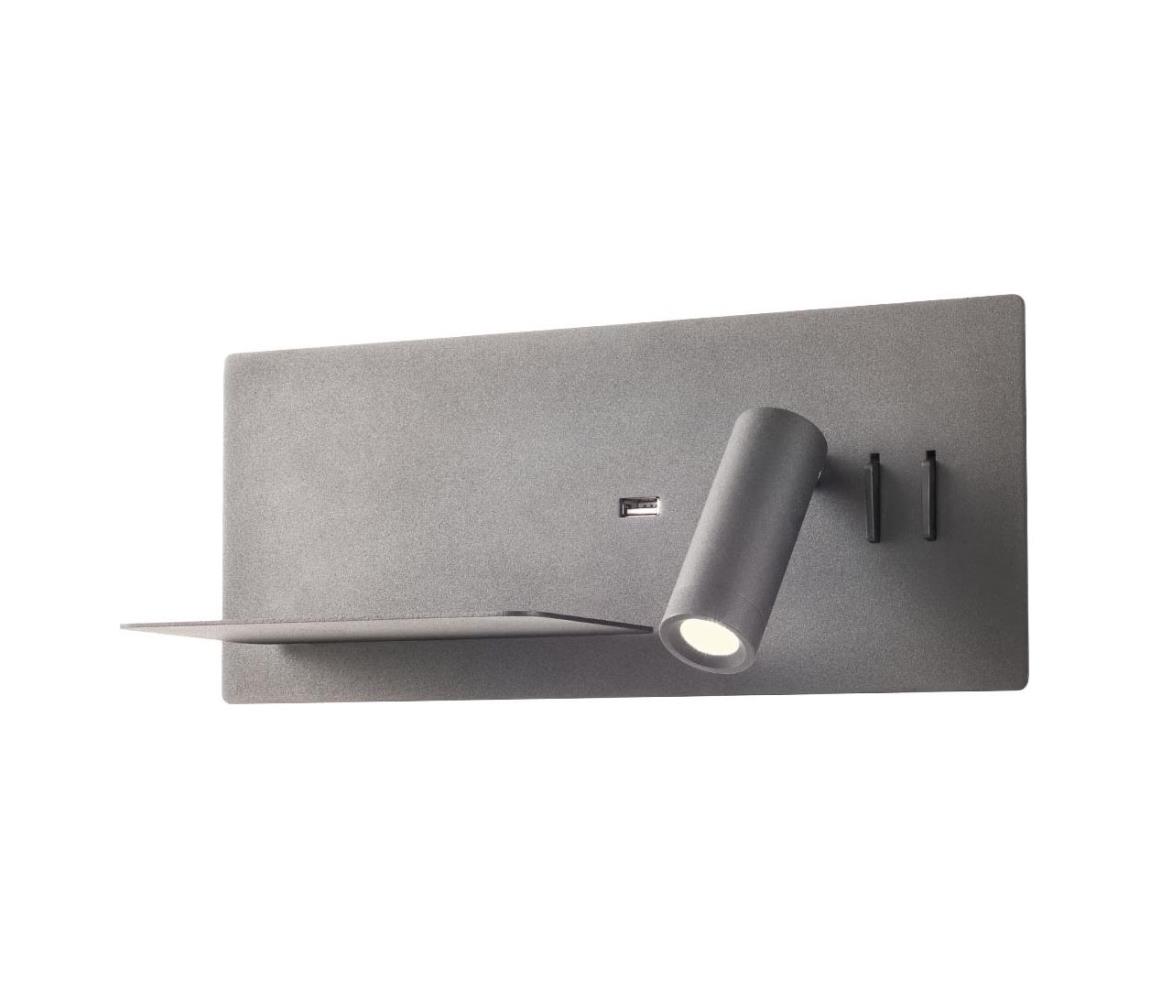 Redo 01-2985 - LED Nástěnné bodové svítidlo BROOK LED/8W/230V + LED/3W USB černá 01-2985