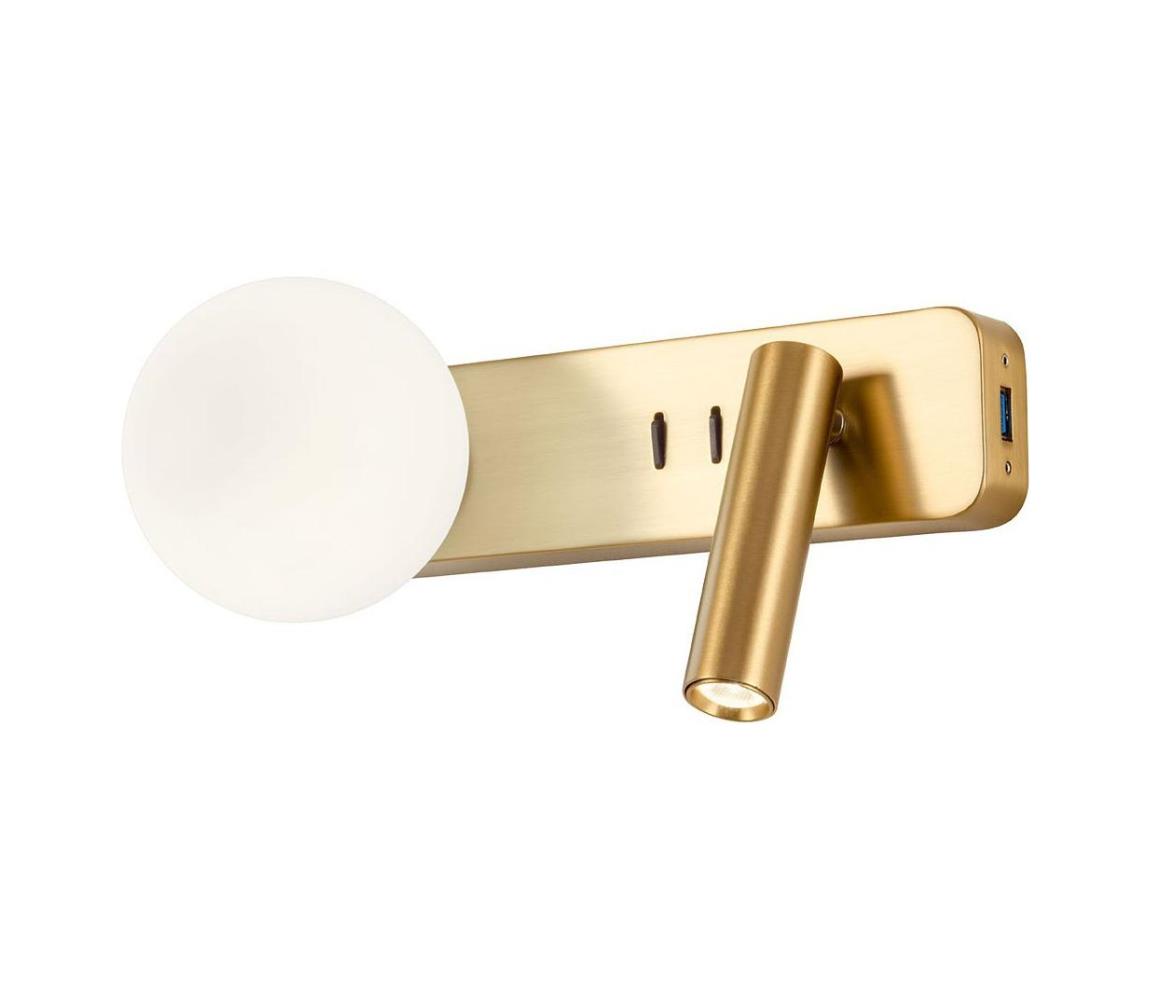 Redo 01-2992 - LED Nástěnné svítidlo OASIS LED/3W/230V+1xG9/10W USB CRI 90 bronz 01-2992