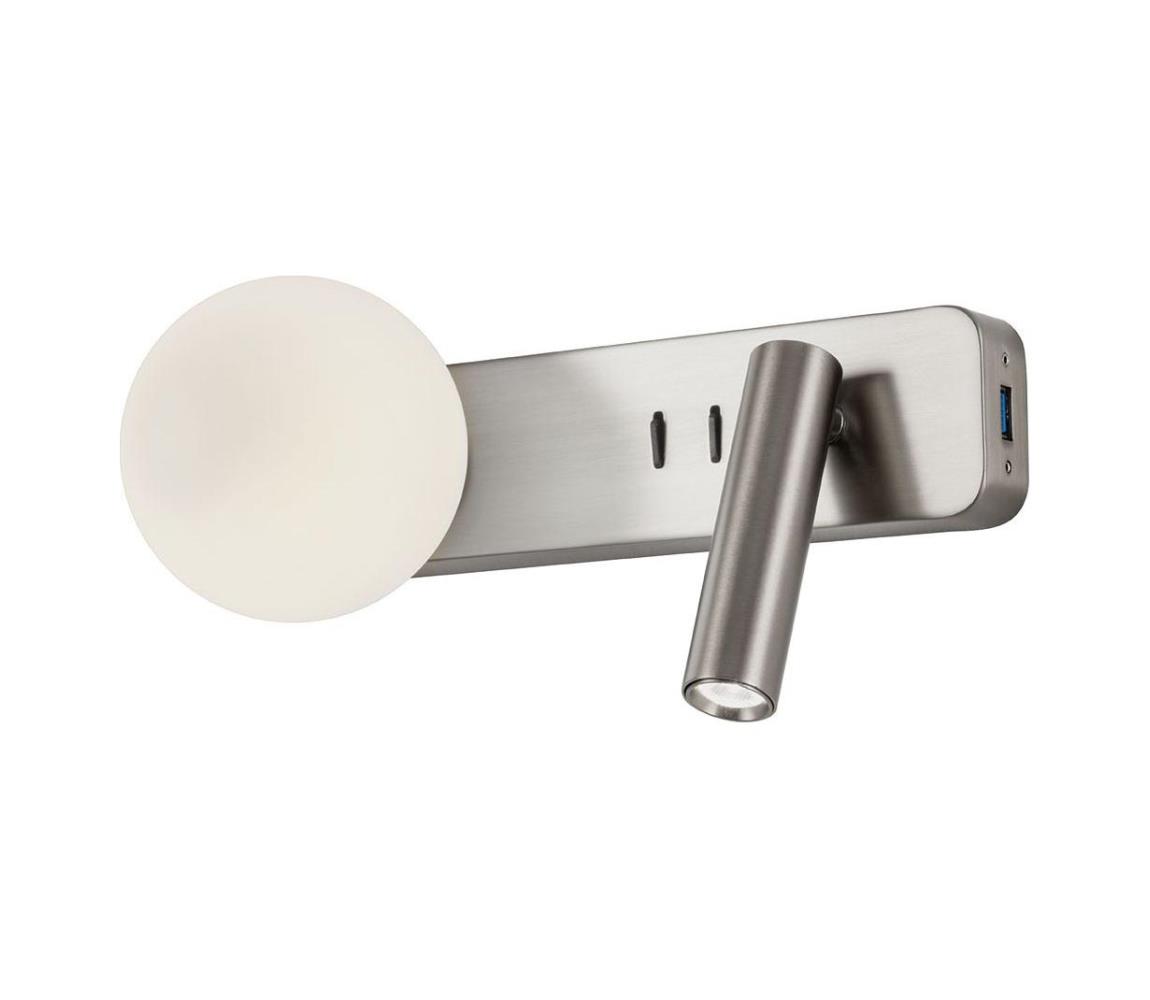 Redo 01-2993 - LED Nástěnné svítidlo OASIS LED/3W/230V+1xG9/10W USB CRI 90 chrom 01-2993