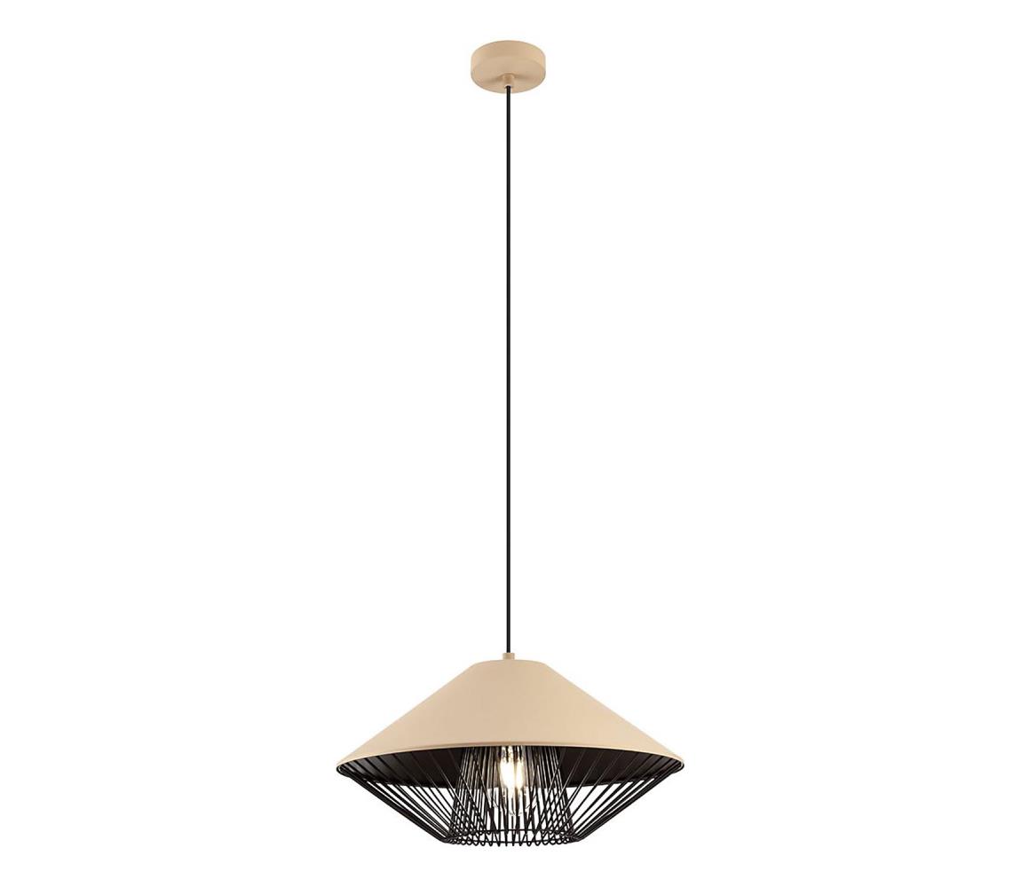 Redo 01-3007 - Lustr na lanku GRILL 1xE27/42W/230V pr. 39,6 cm černá/béžová 01-3007