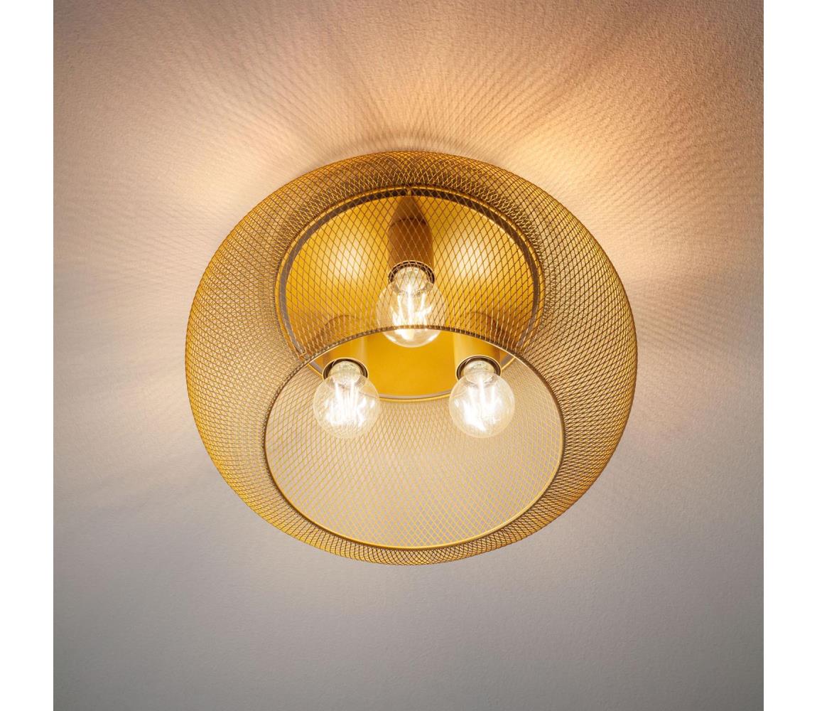 Redo 01-3139 - Stropní svítidlo CROKET 3xE27/42W/230V pr. 40 cm zlatá 01-3139