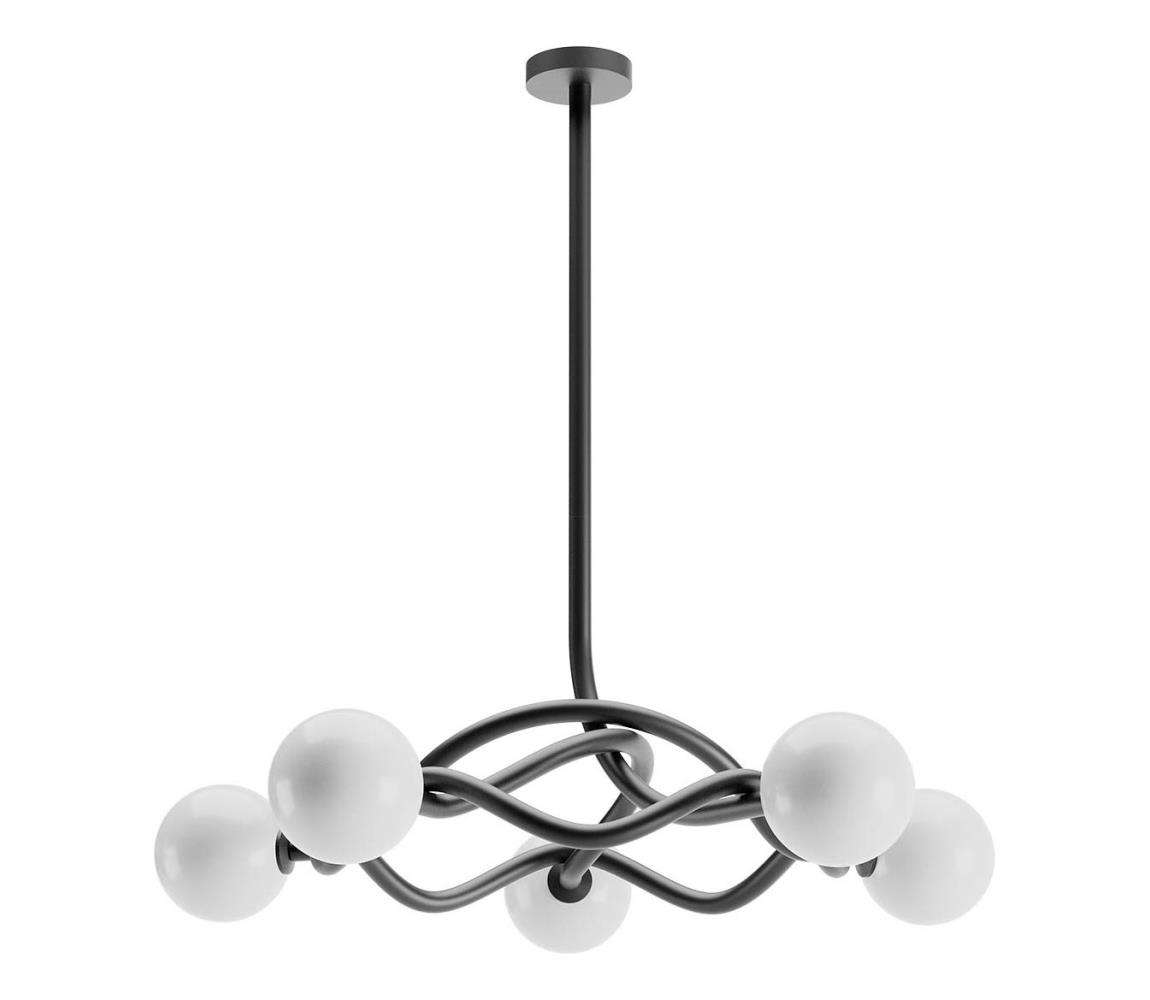 Redo 01-3259 - Lustr na tyči CONFUSIO 5xE14/28W/230V pr. 96 cm černá 01-3259