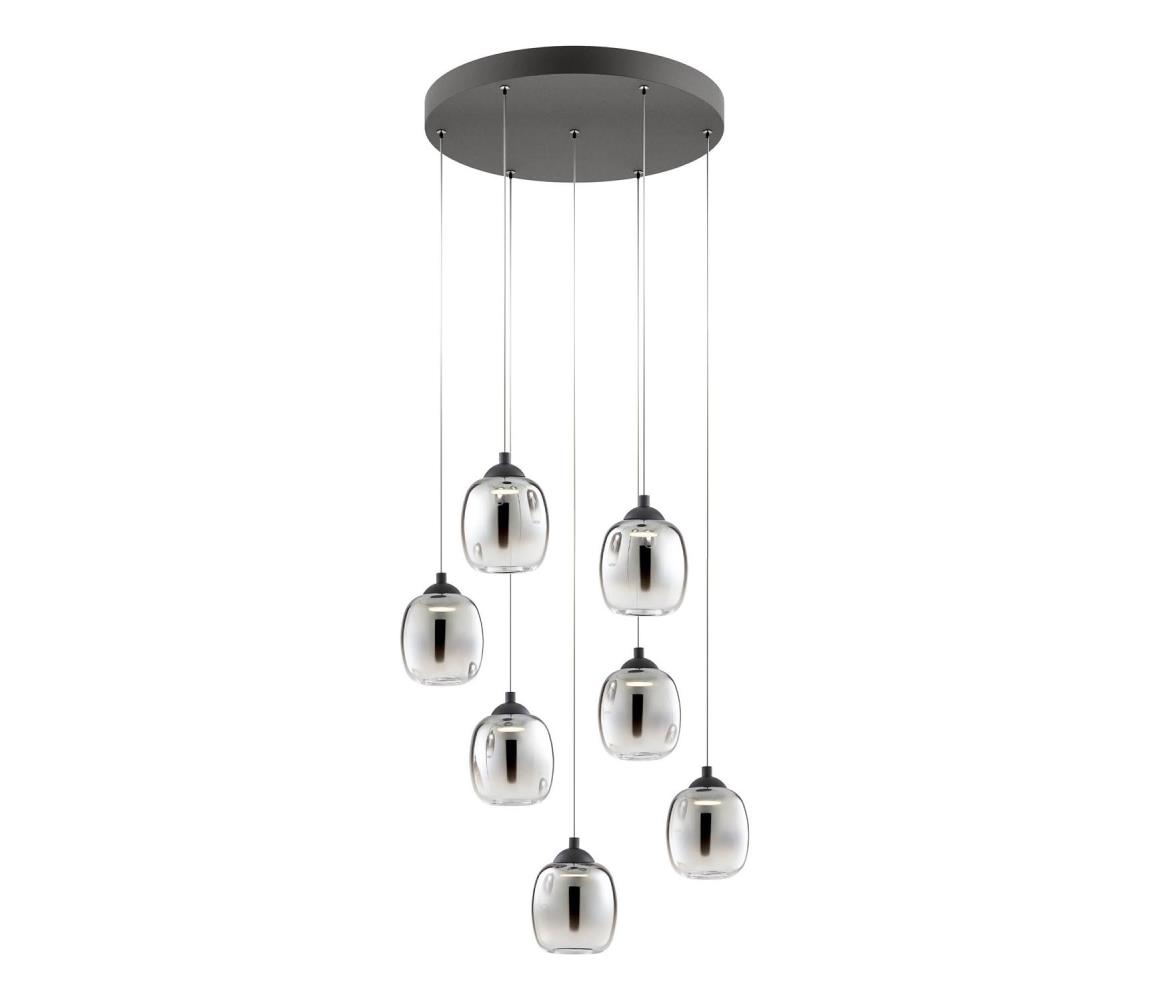 Redo 01-3489 - LED Stmívatelný lustr na lanku KHADI 7xLED/5W/230V černá/kouřová 01-3489
