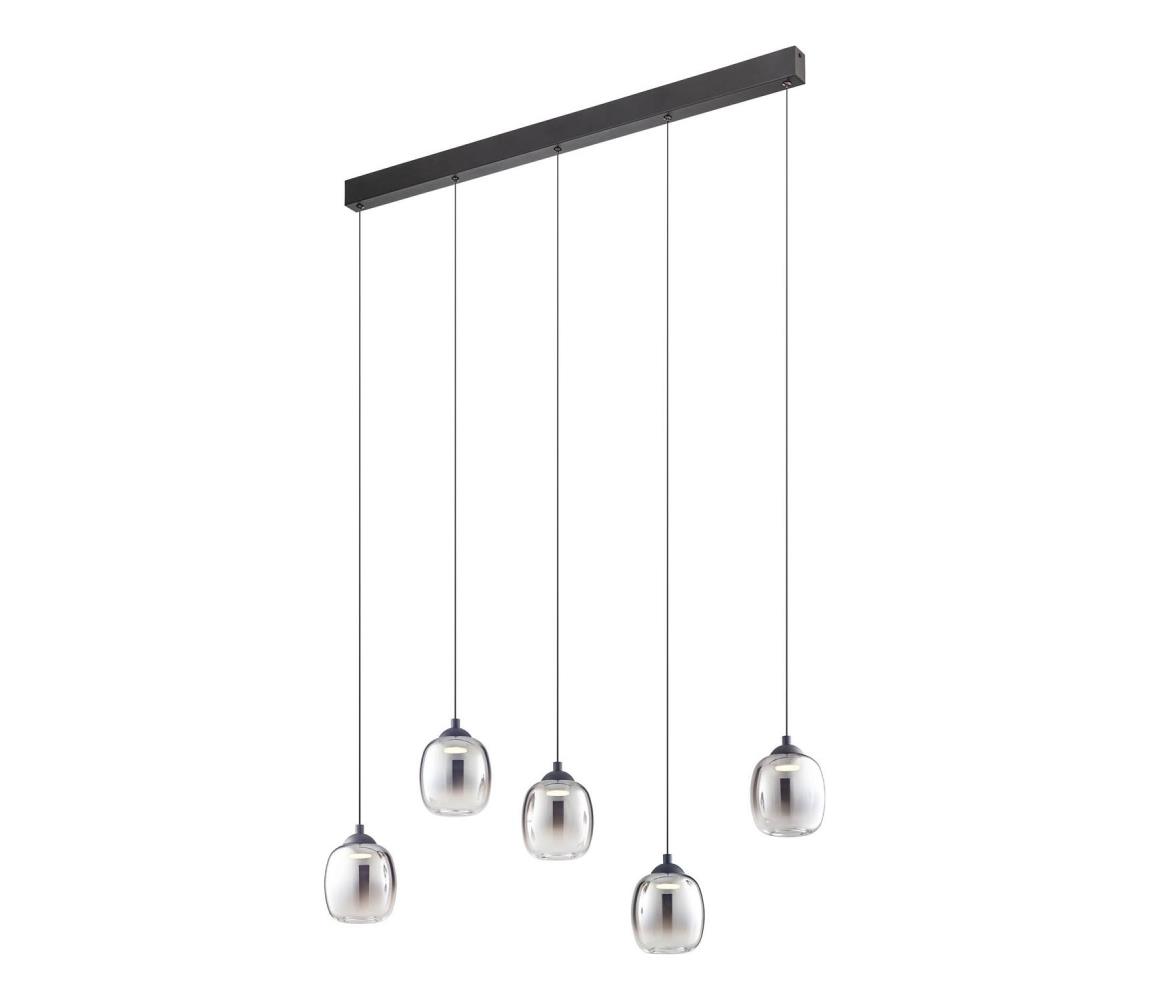 Redo 01-3490 -LED Stmívatelný lustr na lanku KHADI 5xLED/5,2W/230V černá/kouřová 01-3490