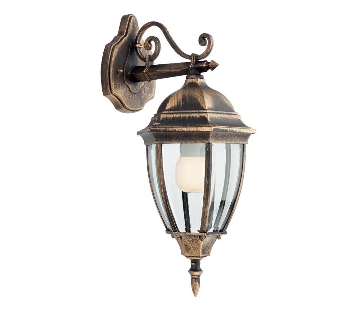 Redo 9605 - Venkovní nástěnná lampa SEVILLA 1xE27/42W/230V IP44 zlatá/patina 9605
