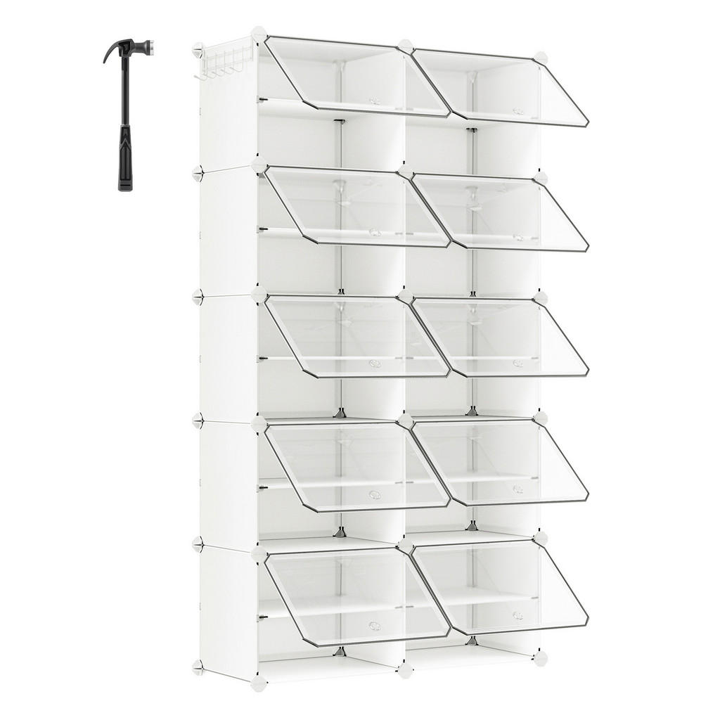 REGÁL NA BOTY, bílá, průhledné, 83/156/32 cm