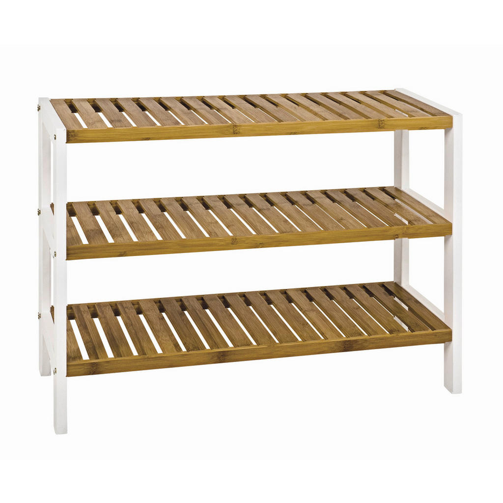 REGÁL, přírodní barvy, bílá, bambus, 70/54/26 cm