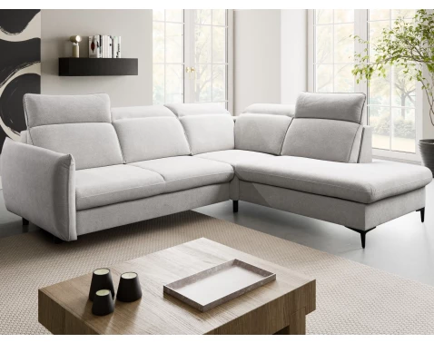 Rohová sedačka Glow, světle šedá látka, pravý roh