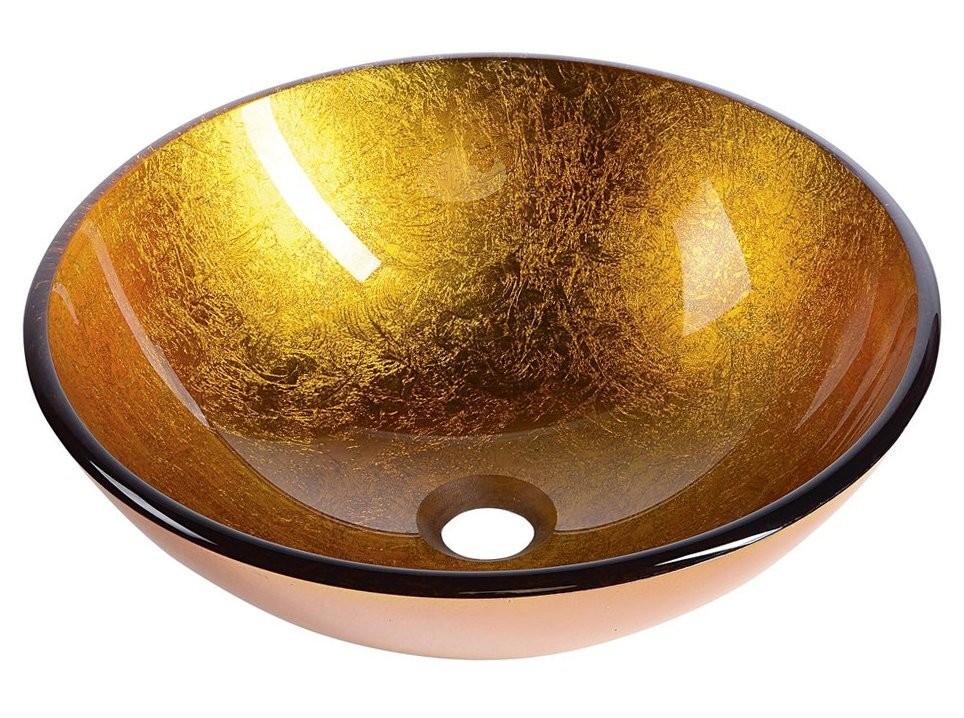 SAPHO AGO skleněné umyvadlo na desku Ø 42cm, zlatě oranžová 2501-19