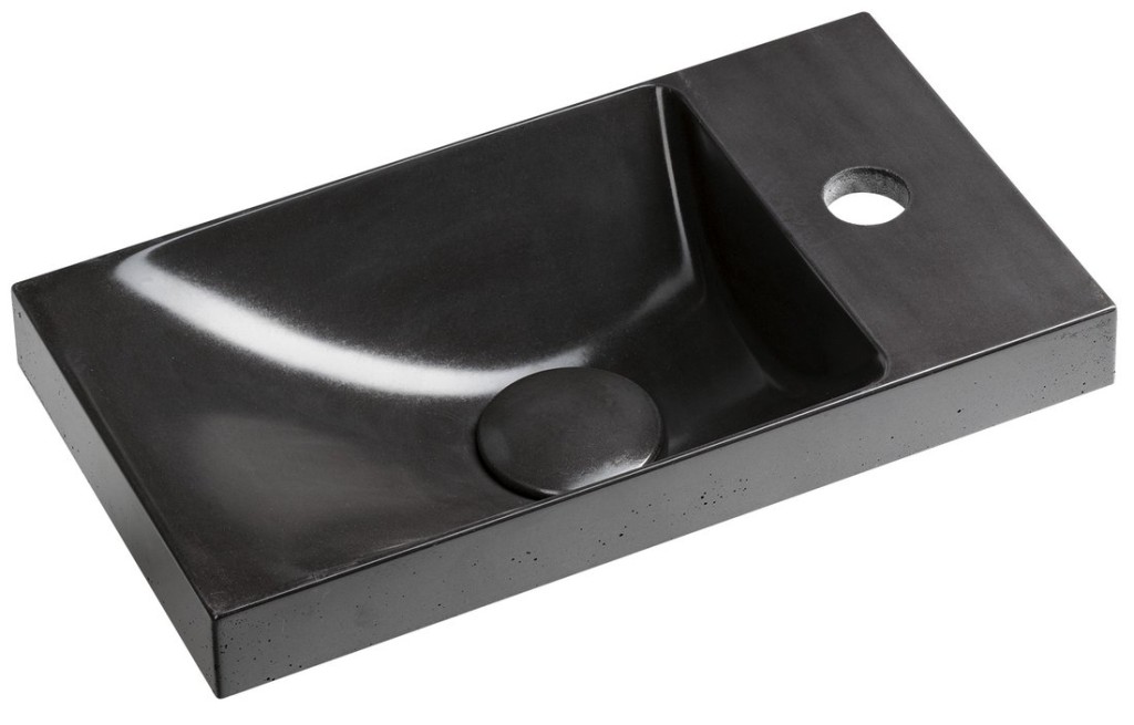 SAPHO AGOS betonové umývátko 40x22cm, levé/pravé, antracit pololesk AS40016