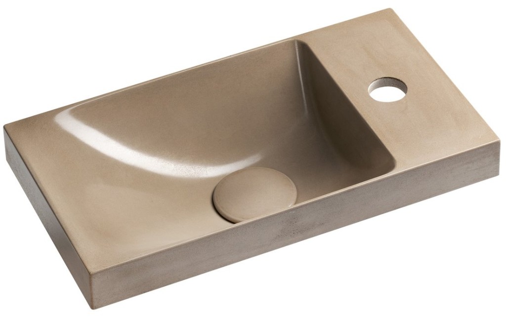 SAPHO AGOS betonové umývátko 40x22cm, levé/pravé, písková pololesk AS40014