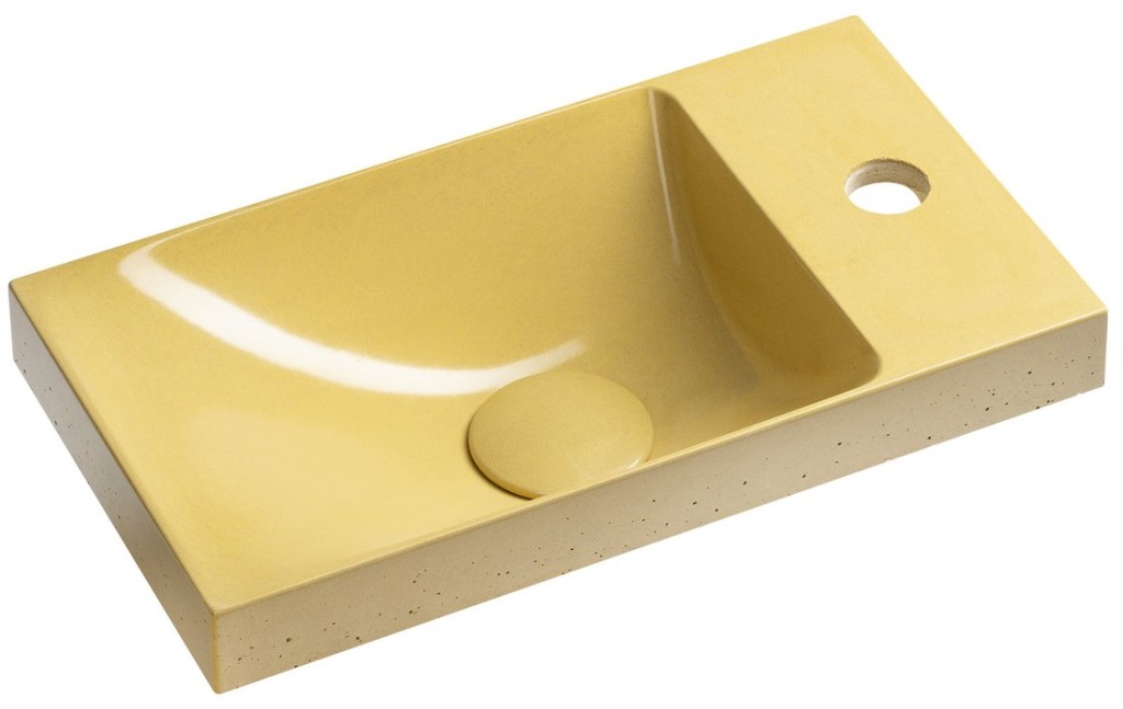 SAPHO AGOS betonové umývátko 40x22cm, levé/pravé, žlutá pololesk AS40022