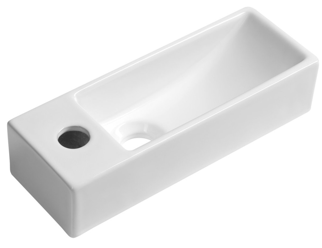 SAPHO AQUA MINI keramické umývátko 38x14cm, otvor pro baterii vlevo, bílá AR446