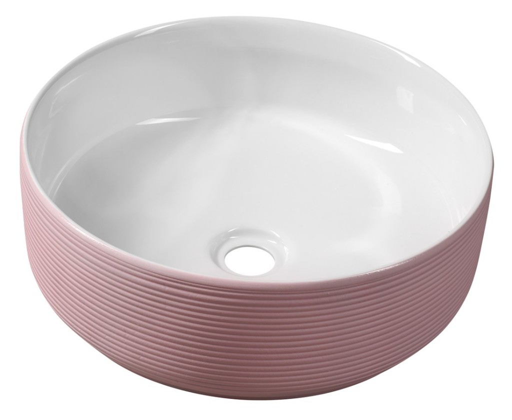 SAPHO ARDEA keramické umyvadlo na desku, Ø 41cm, bílá/růžová AR041