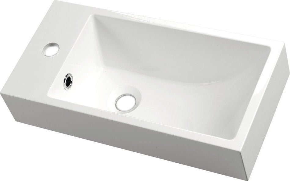 SAPHO ARIANA umývátko, litý mramor, 50x25cm, baterie vlevo, bílá SM012