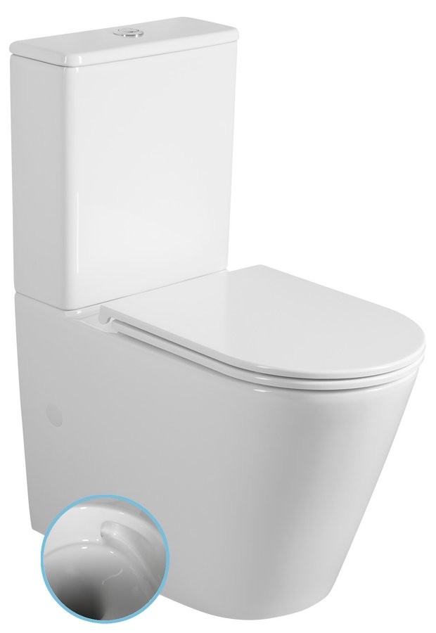 SAPHO AVIS WC kombi, Vortex Rimless, spodní/zadní odpad, bílá PC106V