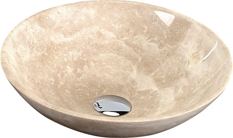 SAPHO BLOK 1 kamenné umyvadlo na desku Ø 40cm, leštěný béžový travertin 2401-01