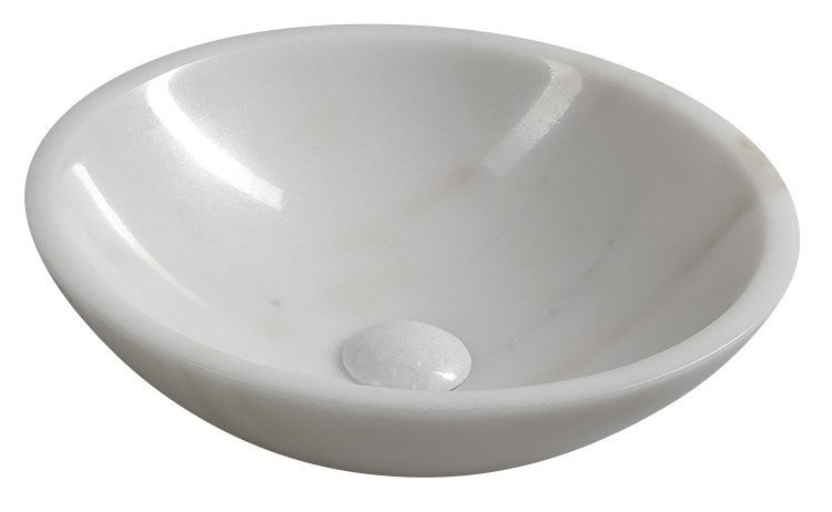 SAPHO BLOK kamenné umyvadlo na desku Ø 40cm, leštěný bílý mramor 2401-34
