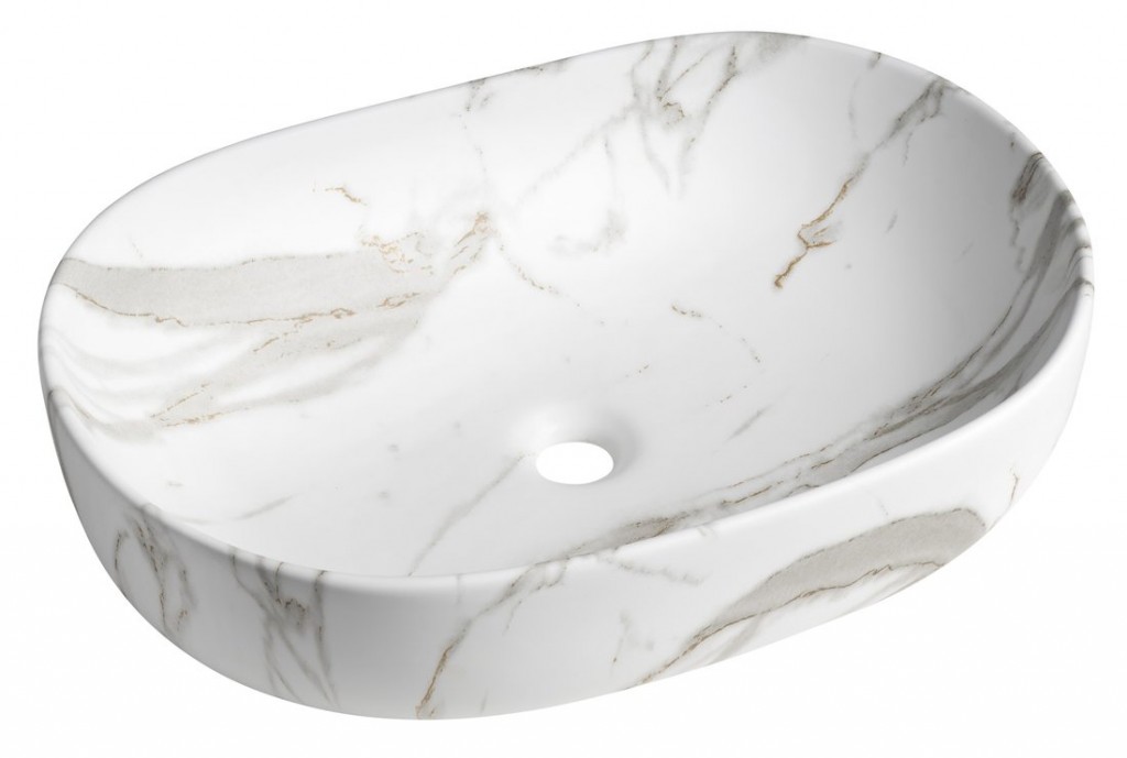 SAPHO CALEO keramické umyvadlo na desku, 60x42cm, bianco carrara CA590BC