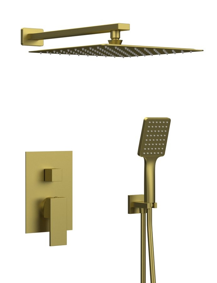 SAPHO CUBEMIX podomítkový sprchový set s pákovou baterií, 2 výstupy, vyústění, zlato mat CM042GB-01