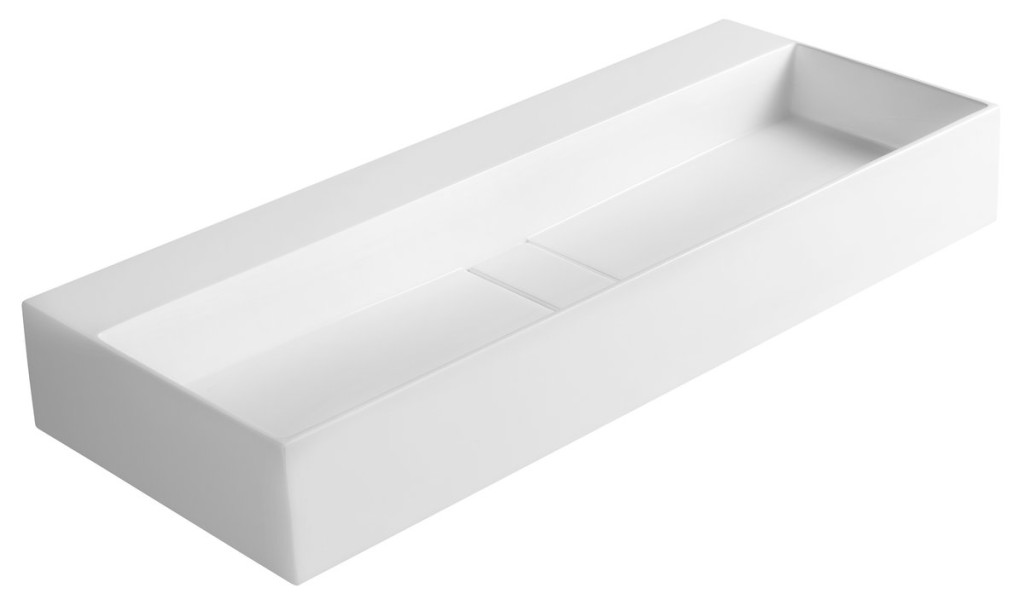 SAPHO CUBIS umyvadlo, litý mramor, 100x40cm, bez otvoru, bílá CU100-0