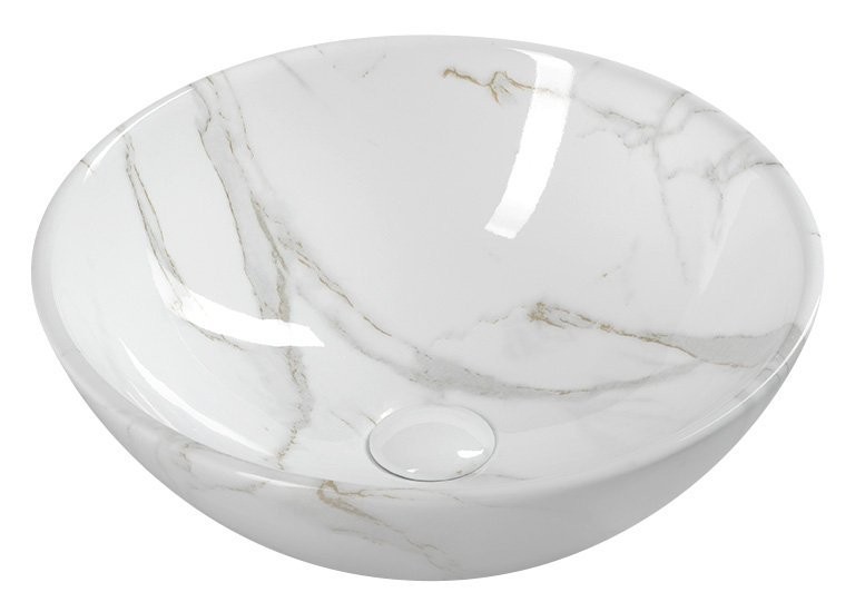 SAPHO DALMA keramické umyvadlo na desku, Ø 42cm, carrara 117