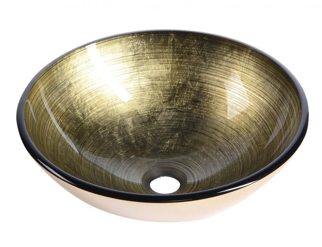 SAPHO FIANNA skleněné umyvadlo na desku Ø 42cm, bronz 2501-21