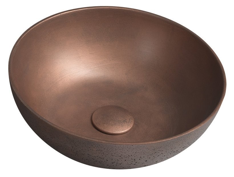 SAPHO FORMIGO betonové umyvadlo na desku, Ø 39cm, měď mat FG320
