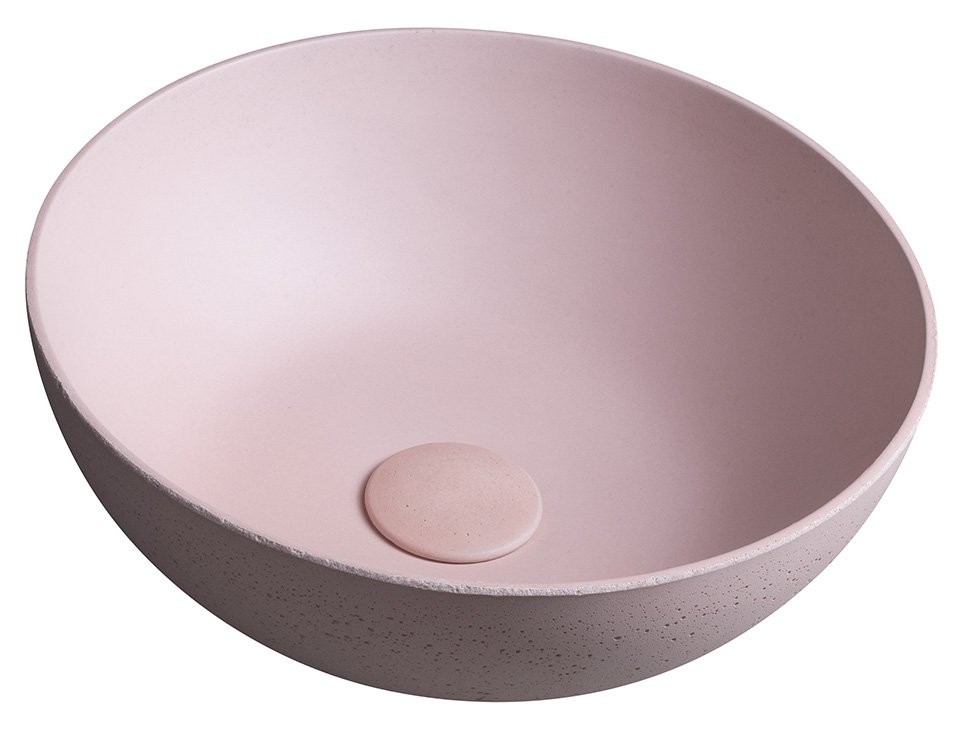 SAPHO FORMIGO betonové umyvadlo na desku, Ø 39cm, růžová mat FG321
