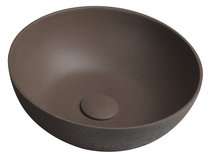 SAPHO FORMIGO betonové umyvadlo na desku, Ø 39cm, tmavě hnědá mat FG315